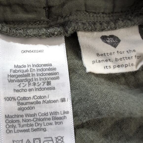 Madewell casual olive-green double gauze button down romper, size small - Picture 3 of 6